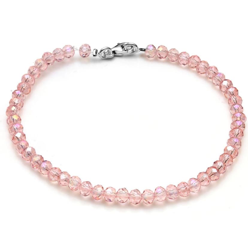 Pulsera cristal rosa 18cm. 