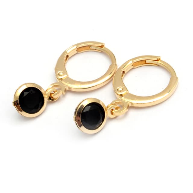 Aros cubic negro 1,2cm. Enchapados en oro 18K.